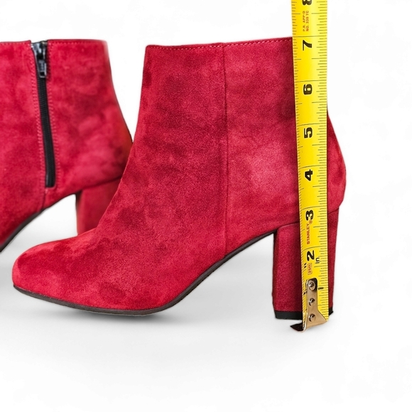 Eric Michael Arco Red Suede Chunky Heel Ankle Boots Size 36/5 - Picture 7 of 12